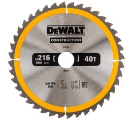 DEWALT PIŁA TARCZOWA DO DREWNA 216/30MM, 40 ZĘBÓW