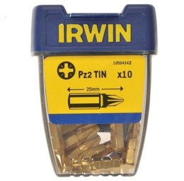 IRWIN GROT TYPU POZIDRIV TIN-TYTANOWY 1/4' 25MM KOMPLET 10 SZT PZ2