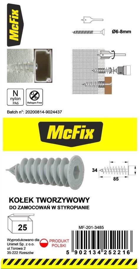 MC FIX DYBEL DO MOCOWANIA W IZOLACJI 34*85MM NYLON MC FIX DYBEL DO MOCOWANIA W IZOLACJI 34*85MM NYLON