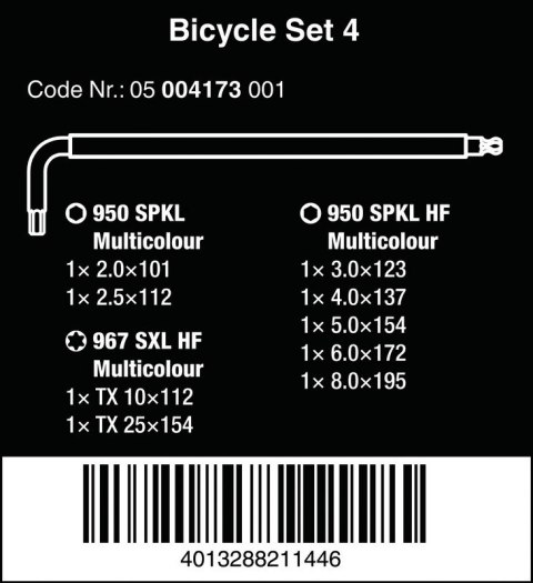 WERA ZESTW KLUCZY TRZPIENIOWYCH BICYCLE SET 4, 9 CZĘŚĆ WERA ZESTW KLUCZY TRZPIENIOWYCH BICYCLE SET 4, 9 CZĘŚĆ
