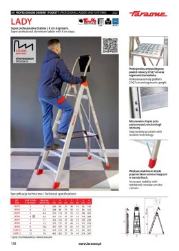 FARAONE DRABINA LADY5, ALUMINIOWA PROFESJONALNA 5 STOPNI