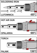 YATO LUTOWNICA GAZOWA 3IN1 Z AKCESORIAMI Z ZAPŁONEM PIEZO