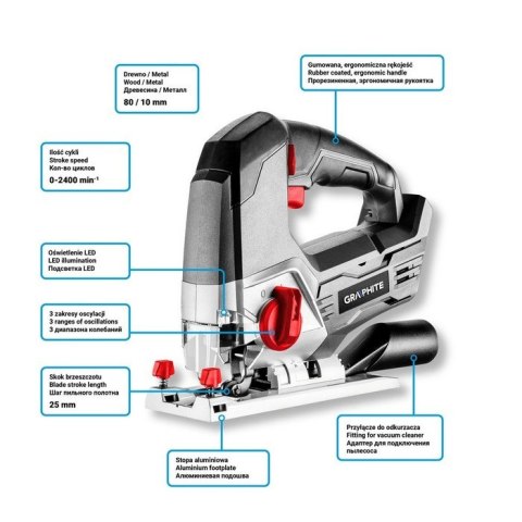 GRAPHITE WYRZYNARKA AKUMULATOROWA ENERGY+ 18V LI-ION BEZ AKUMULATOR GRAPHITE WYRZYNARKA AKUMULATOROWA ENERGY+ 18V LI-ION BEZ AKUMULATOR