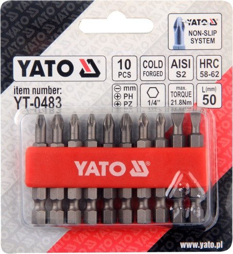 YATO GROT, BIT, KOŃCÓWKA DO WKRĘTARKI 50MM ZESTAW 10-SZTUKOWY YATO GROT, BIT, KOŃCÓWKA DO WKRĘTARKI 50MM ZESTAW 10-SZTUKOWY