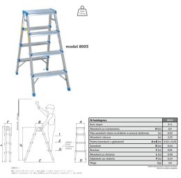 DRABEX DRABINA ALUMINIOWA DWUSTRONNA 90CM 3 STOPNIE + PODEST