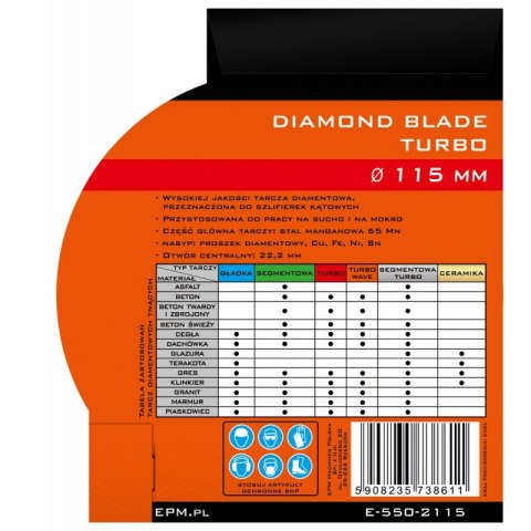 EPM TARCZA DIAMENTOWA TURBO 115MM EPM TARCZA DIAMENTOWA TURBO 115MM