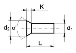 UN NIT ALUMINIOWY PEŁNY Z ŁBEM STOŻKOWYM PŁASKIM 5.0*30 MM