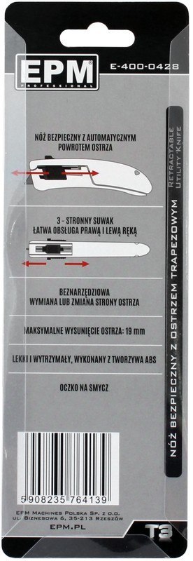 EPM NÓŻ Z OSTRZEM TRAPEZOWYM BEZPIECZNY EPM NÓŻ Z OSTRZEM TRAPEZOWYM BEZPIECZNY