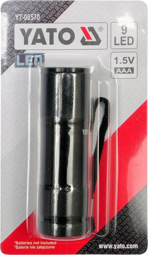 YATO LATARKA ALUMINIOWA, 9LED, CZARNA YATO LATARKA ALUMINIOWA, 9LED, CZARNA