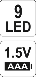 YATO LATARKA ALUMINIOWA, 9LED, CZARNA