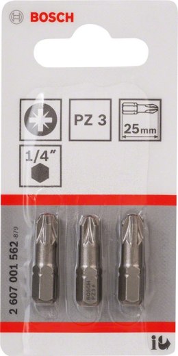 BOSCH BIT, GROT, KOŃCÓWKA PZ3 EH 25MM 3 SZT.