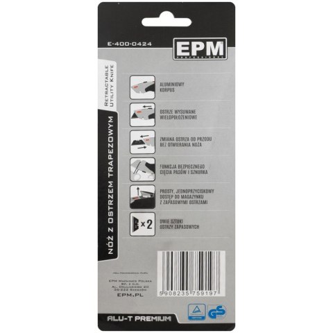 EPM NÓŻ Z OSTRZEM TRAPEZOWYM ALU-T PREMIUM + 2 SZTUK OSTRZY EPM NÓŻ Z OSTRZEM TRAPEZOWYM ALU-T PREMIUM + 2 SZTUK OSTRZY