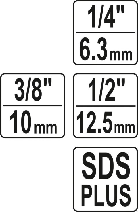 YATO ADAPTER SDS PLUS DO NASADEK 1/4'', 3/8'', 1/2'' YATO ADAPTER SDS PLUS DO NASADEK 1/4'', 3/8'', 1/2''