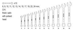 YATO KOMPLET KLUCZY PŁASKO-OCZKOWYCH 12-CZĘŚCI 8-24MM POLEROWANE