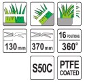 YATO NOŻYCE DO TRAWY OBROTOWE 370MM 16-POZYCYJNE OSTRZA TEFLON