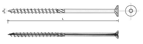 UN WKRĘT DO DREWNA Z ŁBEM STOŻKOWYM NA TORX 8*280MM T40