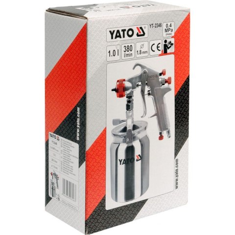 YATO PISTOLET LAKIERNICZY Z DOLNYM ZBIORNIKIEM 1L 1,8M YATO PISTOLET LAKIERNICZY Z DOLNYM ZBIORNIKIEM 1L 1,8M