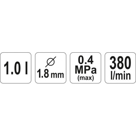 YATO PISTOLET LAKIERNICZY Z DOLNYM ZBIORNIKIEM 1L 1,8M YATO PISTOLET LAKIERNICZY Z DOLNYM ZBIORNIKIEM 1L 1,8M