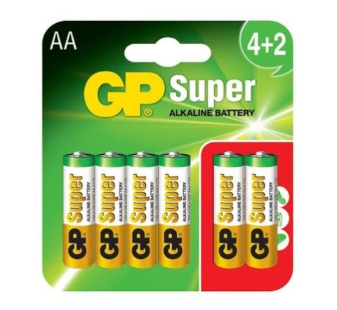 GP BATTERY BATERIA SUPER ALKALINE AA LR6 1.5V 6 SZTUK