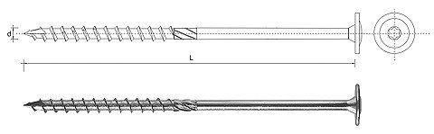 UN WKRĘT DO DREWNA Z KOŁNIERZEM NA TORX OCYNKOWANY 8*360MM T40