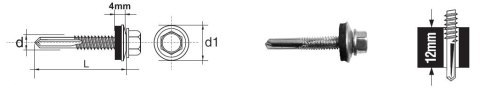 UN WKRĘT SAMOWIERTNY Z ŁBEM 6-KĄTNYM HWH 5.5*67MM Z EPDM 16MM