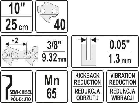 YATO ŁAŃCUCH TNĄCY DO PILARKI 10'' 3.8'' YATO ŁAŃCUCH TNĄCY DO PILARKI 10'' 3.8''