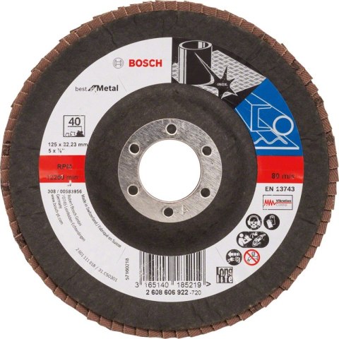 BOSCH LAMELKA WYGIĘTA GRANULACJA 40 125MM