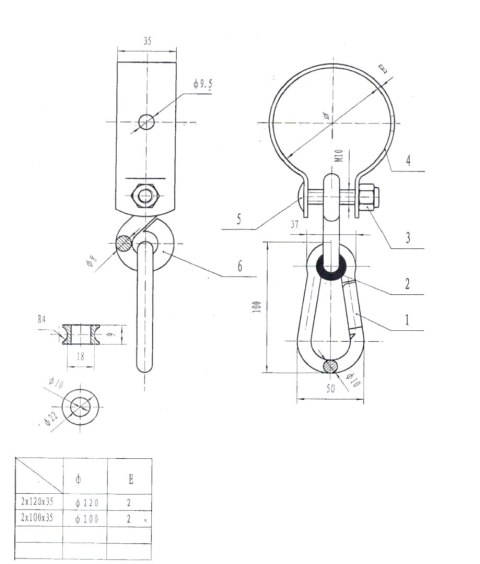 UN HAK DO HUŚTAWKI Z OBEJMĄ I KARABIŃCZYKIEM 2*100MM UN HAK DO HUŚTAWKI Z OBEJMĄ I KARABIŃCZYKIEM 2*100MM