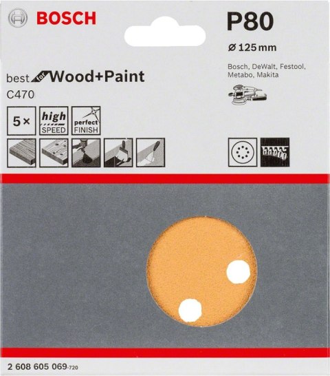 BOSCH KRĄŻEK ŚCIERNY RW D125 G80 5PC. BOSCH KRĄŻEK ŚCIERNY RW D125 G80 5PC.