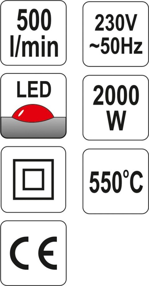 YATO OPALARKA 2000W 50~550°C AKCESORIA WSKAŹNIK LED YATO OPALARKA 2000W 50~550°C AKCESORIA WSKAŹNIK LED