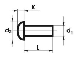 UN NIT ALUMINIOWY PEŁNY Z ŁBEM KULISTYM 4.0*8 MM