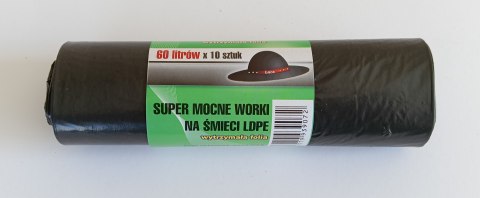 UN WORKI NA ŚMIECI 60L 60*80LD CZARNE 10 SZTUK