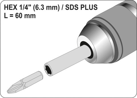 YATO ADAPTER SDS PLUS DO BITÓW 1/4 YATO ADAPTER SDS PLUS DO BITÓW 1/4