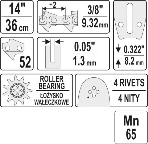 YATO PROWADNICA ŁAŃCUCHA DO PILAREK 14'' 3/8''P YATO PROWADNICA ŁAŃCUCHA DO PILAREK 14'' 3/8''P