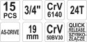 YATO ZESTAW NARZĘDZIOWY 3/4' 15CZ.