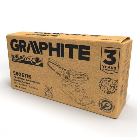 GRAPHITE MINI PIŁA ŁAŃCUCHOWA AKUMUL. ENERGY+ 18V LI-LON BEZ AKUMUL. GRAPHITE MINI PIŁA ŁAŃCUCHOWA AKUMUL. ENERGY+ 18V LI-LON BEZ AKUMUL.