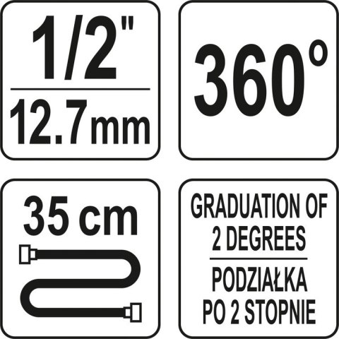YATO KĄTOMIERZ Z UCHWYTEM MAGNETYCZNYM DO KLUCZA DYNAMOM. 1/2'' YATO KĄTOMIERZ Z UCHWYTEM MAGNETYCZNYM DO KLUCZA DYNAMOM. 1/2''