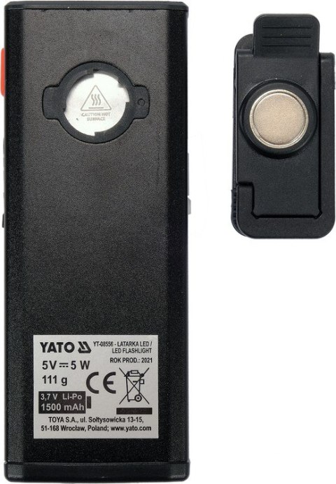 YATO LATARKA ROBOCZA 500LM, LI-PO 3,7V 1500MAH YATO LATARKA ROBOCZA 500LM, LI-PO 3,7V 1500MAH