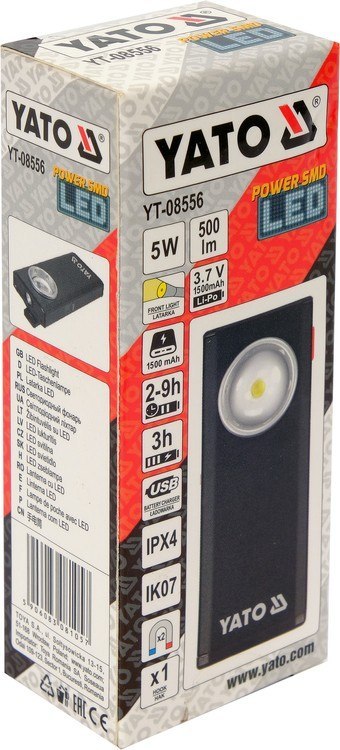 YATO LATARKA ROBOCZA 500LM, LI-PO 3,7V 1500MAH YATO LATARKA ROBOCZA 500LM, LI-PO 3,7V 1500MAH