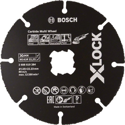 BOSCH TARCZA TNĄCA X-LOCK CARBIDE MULTI WHEEL 125*1*22.23 10 SZT.