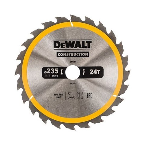 DEWALT PIŁA TARCZOWA DO DREWNA 235/30MM, 24 ZĘBY