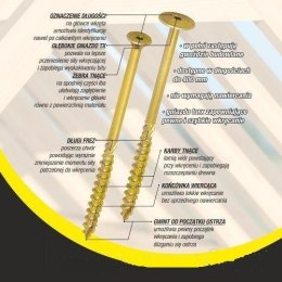 UN WKRĘT DO DREWNA Z KOŁNIERZEM NA TORX OCYNKOWANY 10*200MM T40