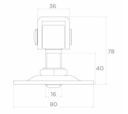 UN ZAWIAS REGULOWANY Z PŁYTKĄ 16MM 80*80*3MM