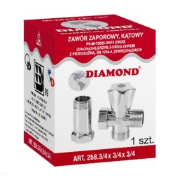 DIAMOND ZAWÓR KĄTOWY Z PRZEDŁUŻKĄ 3-WYJŚCIA 3/4*3/4*3/4