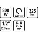 VOREL ELEKTRYCZNY KLUCZ UDAROWY 800W 325NM + NASADKI