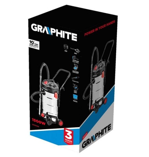 GRAPHITE ODKURZACZ WARSZTATOWY 1500W, ZBIORNIK 40L GRAPHITE ODKURZACZ WARSZTATOWY 1500W, ZBIORNIK 40L