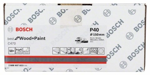 BOSCH KRĄŻEK ŚCIERNY BEST F/WOOD 150MM P40 6OTW. BOSCH KRĄŻEK ŚCIERNY BEST F/WOOD 150MM P40 6OTW.