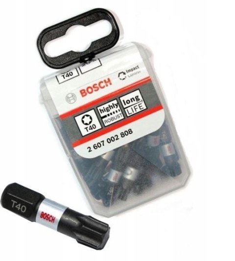 BOSCH BIT, GROT, KOŃCÓWKA T40 25MM IMP 25PCS BOSCH BIT, GROT, KOŃCÓWKA T40 25MM IMP 25PCS
