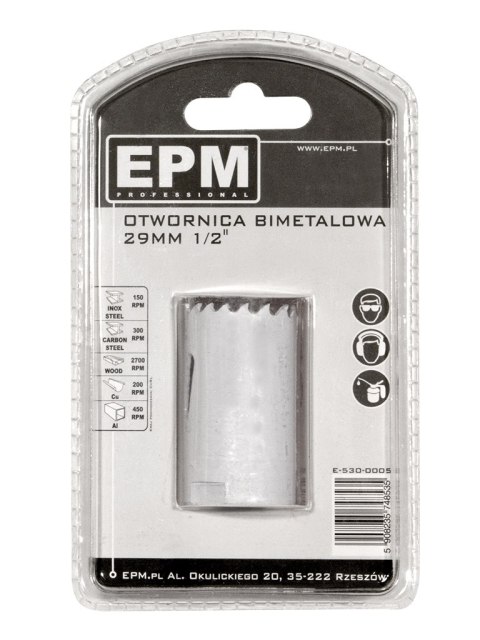 EPM OTWORNICA BI-METALOWA 29MM UCHWYT 1/2'' EPM OTWORNICA BI-METALOWA 29MM UCHWYT 1/2''