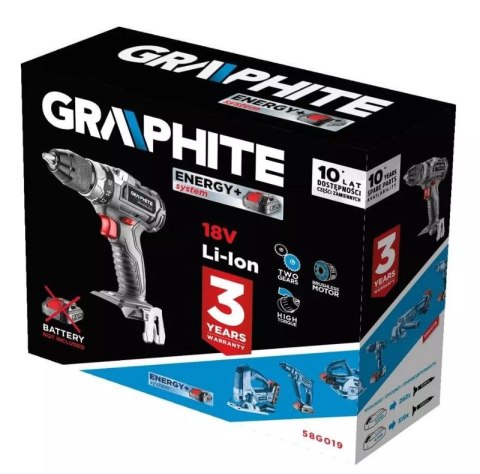 GRAPHITE WIERTARKO-WKRĘTARKA AKUMULATOROWA BEZSZCZ.ENERGY+18V BEZ.AKU GRAPHITE WIERTARKO-WKRĘTARKA AKUMULATOROWA BEZSZCZ.ENERGY+18V BEZ.AKU